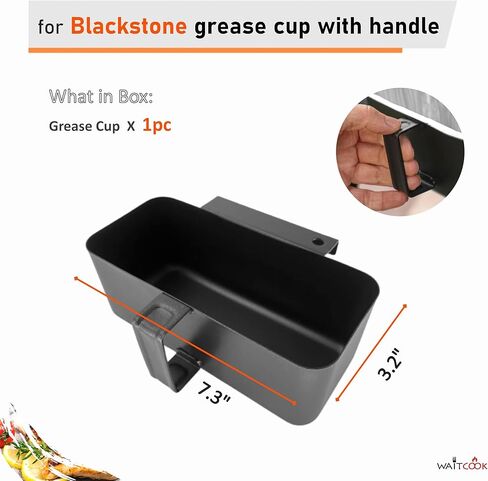 Rear Grease Cup with Handle for Blackstone Griddle,for Blackstone Griddle Drip Cup Replacement,Rear Grease Catcher with Black Powder-Coat in Saudi Arabia