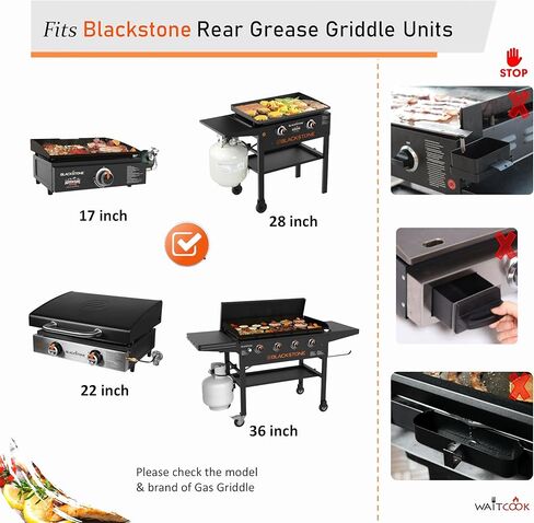 Rear Grease Cup with Handle for Blackstone Griddle,for Blackstone Griddle Drip Cup Replacement,Rear Grease Catcher with Black Powder-Coat in Saudi Arabia