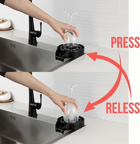 Glass Cup Rinser for Kitchen Sink - Tensso Bottle Washer Sinks Attachment Parts for Bar, Replacement Black Metal Automatic Washing Cleaner Faucet Head for Bear Cups, Coffee Bottles in Kuwait