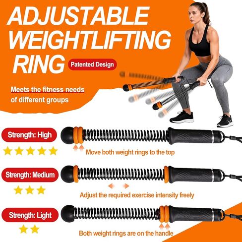 Upgrade Portable Ropeless Battle Ropes - Adjustable Weights Cordless Battle Ropes for Home Gym with Training Poster - Battle Rope Sticks Exercise Equipment for Low-Impact Workout, HIIT & Cardio in Saudi Arabia