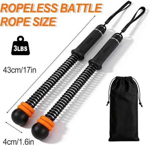 Upgrade Portable Ropeless Battle Ropes - Adjustable Weights Cordless Battle Ropes for Home Gym with Training Poster - Battle Rope Sticks Exercise Equipment for Low-Impact Workout, HIIT & Cardio in Saudi Arabia