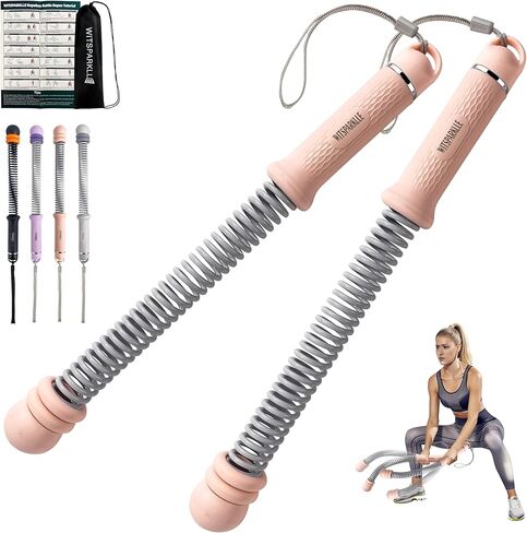 حبال معركة بدون حبال، حبال معركة لاسلكية قابلة للتعديل مع نوابض مقاومة، حبل تمرين محمول مرجح لصالة الألعاب الرياضية المنزلية، معدات تدريب HIIT منخفضة التأثير للرجال والنساء (أسود) in Kuwait