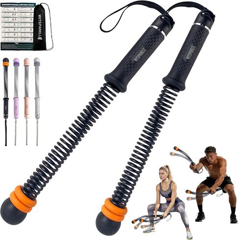 Ropeless Battle Ropes, Adjustable Cordless Battle Ropes with Resistance Springs, Weighted Portable Workout Rope for Home Gym, Low-Impact HIIT Training Equipment for Men & Women (Black) in Saudi Arabia