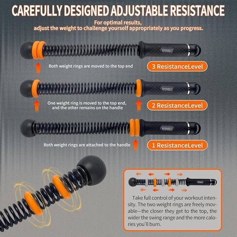 Ropeless Battle Ropes, Adjustable Cordless Battle Ropes with Resistance Springs, Weighted Portable Workout Rope for Home Gym, Low-Impact HIIT Training Equipment for Men & Women (Black) in Saudi Arabia
