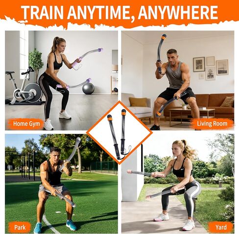 Ropeless Battle Ropes, Adjustable Cordless Battle Ropes with Resistance Springs, Weighted Portable Workout Rope for Home Gym, Low-Impact HIIT Training Equipment for Men & Women (Black) in Saudi Arabia