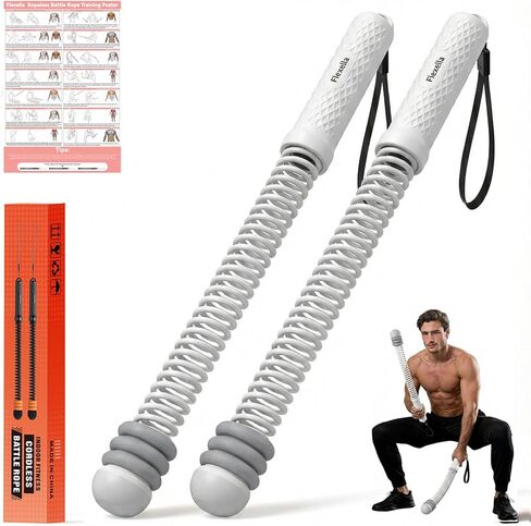 حبال معركة بدون حبال مع أوزان قابلة للتعديل، حبال معركة لاسلكية محمولة لصالة الألعاب الرياضية المنزلية، تدريبات القلب عالية الكثافة ومنخفضة التأثير، معدات رياضية مدمجة للرجال والنساء (أسود) in Kuwait