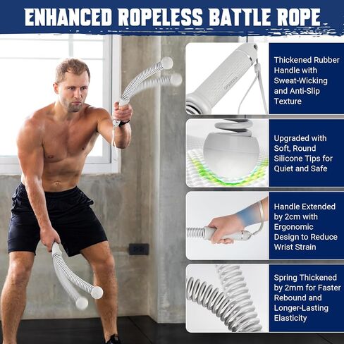 Weighted Ropeless Battle Ropes for Home Gym, Heavy Duty Portable Cordless Battle Rope with Grip Strengtheners & Poster, Battle Rope Sticks for HIIT, Strength & Quiet Cardio Training Men & Women(2PCS) in Kuwait