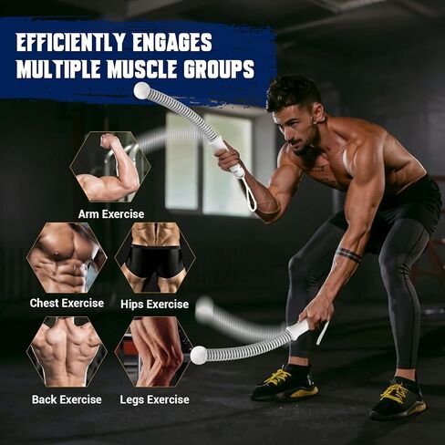 Weighted Ropeless Battle Ropes for Home Gym, Heavy Duty Portable Cordless Battle Rope with Grip Strengtheners & Poster, Battle Rope Sticks for HIIT, Strength & Quiet Cardio Training Men & Women(2PCS) in Kuwait