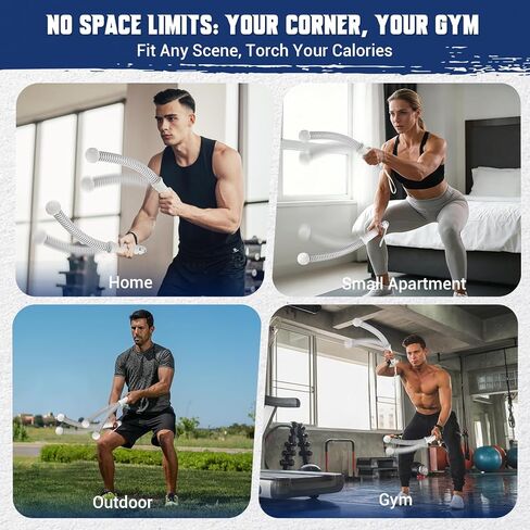 Weighted Ropeless Battle Ropes for Home Gym, Heavy Duty Portable Cordless Battle Rope with Grip Strengtheners & Poster, Battle Rope Sticks for HIIT, Strength & Quiet Cardio Training Men & Women(2PCS) in Kuwait