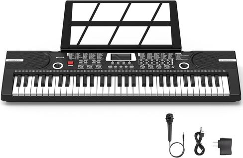 61 keys keyboard piano, Electronic Digital Piano with Built-In Speaker Microphone, Sheet Stand and Power Supply, Portable piano Keyboard Gift Teaching for Beginners in Kuwait