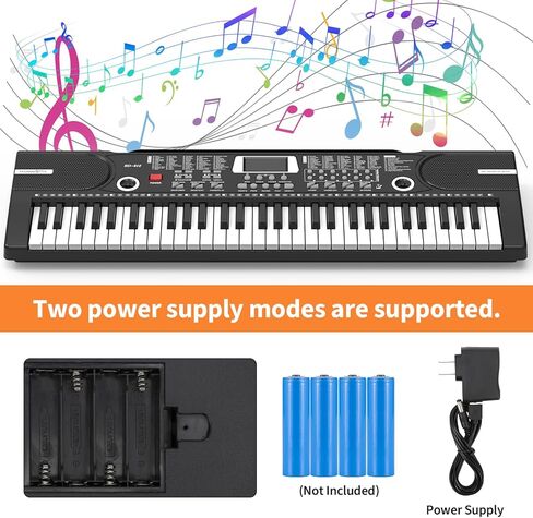 61 keys keyboard piano, Electronic Digital Piano with Built-In Speaker Microphone, Sheet Stand and Power Supply, Portable piano Keyboard Gift Teaching for Beginners in Kuwait