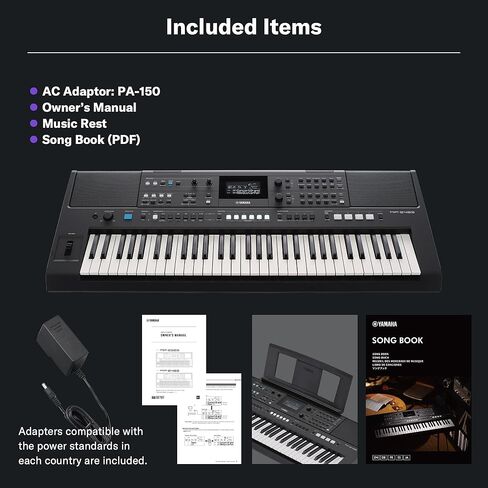 Yamaha PSR-E483, 61-Key Touch-Sensitive Portable Keyboard with Sound, Music Rest and Power Adapter in Saudi Arabia
