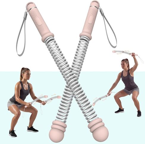 حبال معركة بدون حبال لصالة الألعاب الرياضية المنزلية (عبوة من قطعتين)، حبال معركة لاسلكية هادئة وموفرة للمساحة لتدريب الجسم بالكامل، القوة، التدريب عالي الكثافة والتمارين الهوائية منخفضة التأثير، مقابض وزن قابلة للتعديل in Kuwait