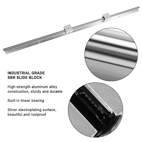 عمود السكك الحديدية الخطية SBR16 1000 مم عالي الدقة مطلي بالكروم عمود السكك الحديدية المنزلقة مع كتل تحمل SBR16UU لآلات CNC والطابعات ثلاثية الأبعاد وسبائك الألومنيوم المصنوعة من الفولاذ عالي الكربون in Kuwait