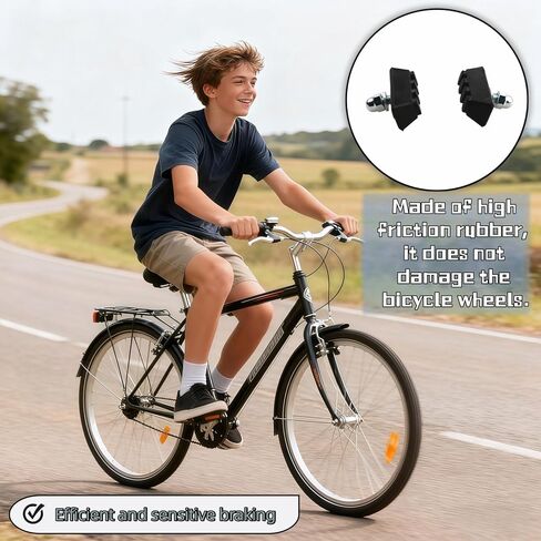 Bicycle Brake Pads 2-Pairs - Road Bike Caliper Brake Pads - Quiet All-Weather Brake Shoes with Quick Mud/Drain Slots - Compatible with Most C-Type Brake Systems (4 Pcs, Black) in Kuwait