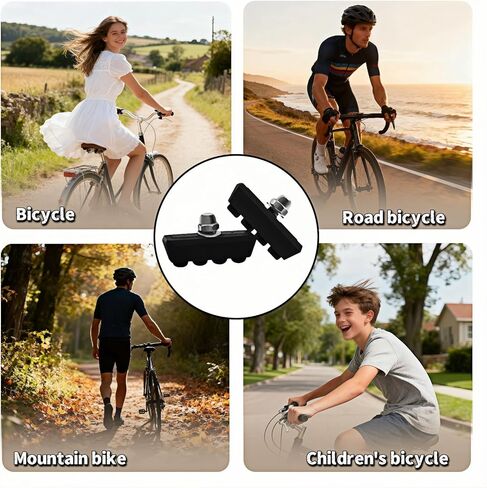 Bicycle Brake Pads 2-Pairs - Road Bike Caliper Brake Pads - Quiet All-Weather Brake Shoes with Quick Mud/Drain Slots - Compatible with Most C-Type Brake Systems (4 Pcs, Black) in Kuwait