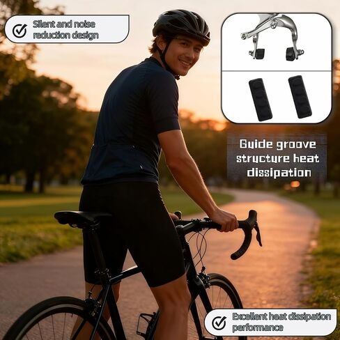 Bicycle Brake Pads 2-Pairs - Road Bike Caliper Brake Pads - Quiet All-Weather Brake Shoes with Quick Mud/Drain Slots - Compatible with Most C-Type Brake Systems (4 Pcs, Black) in Kuwait