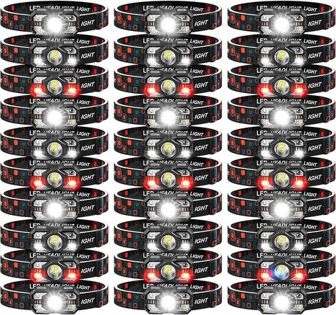مصابيح الأمامية 6pack قابلة لإعادة شحنها ، 3000 Lumen Lumen Light Light Bright مصباح يدوي مصباح يدوي مع ضوء أحمر أبيض ، مستشعر حركة المصباح LED ، 5+5 لوضع للتخييم في الهواء الطلق في الجري المشي لمسافات طويلة in Kuwait