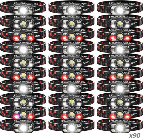 مصابيح الأمامية 6pack قابلة لإعادة شحنها ، 3000 Lumen Lumen Light Light Bright مصباح يدوي مصباح يدوي مع ضوء أحمر أبيض ، مستشعر حركة المصباح LED ، 5+5 لوضع للتخييم في الهواء الطلق في الجري المشي لمسافات طويلة in Kuwait