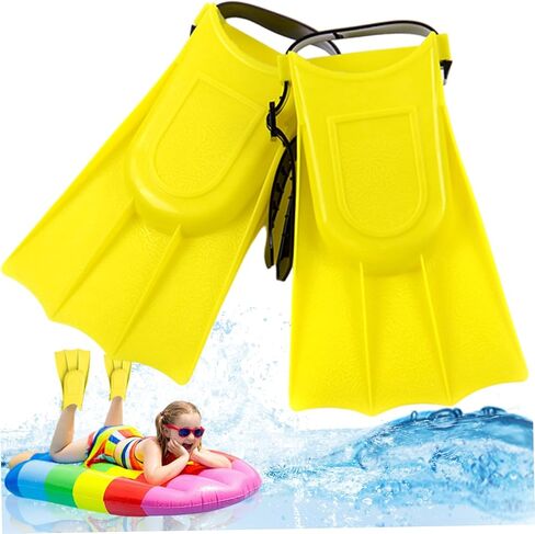 Kids Flippers 1 Pair 4.7x7.3in EVA & PVC Diving/Swimming Flippers with Adjustable Strap Portable Replacement Kids Swim Fins for Summer Adventure in Kuwait