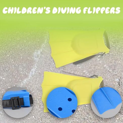 Kids Flippers 1 Pair 4.7x7.3in EVA & PVC Diving/Swimming Flippers with Adjustable Strap Portable Replacement Kids Swim Fins for Summer Adventure in Kuwait