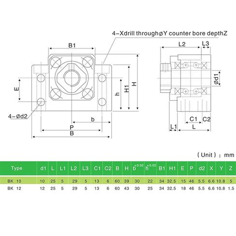 CNCYEAH BK12 BF12 مجموعة واحدة من المسمار الكروي العائم الثابت لنهاية SFU1605 يدعم حوامل المحامل لأجزاء ماكينة CNC in Kuwait
