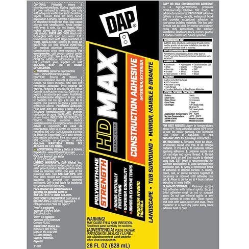DAP HD Max Construction Adhesive, White, 28 oz (7079827512) in Saudi Arabia