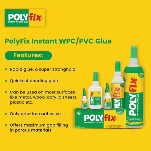 Transparent Instant WPC/PVC Glue for Wood, Mica, Acrylic Sheets, Stone, WPC/PVC Boards, Gypsum, Charcoal Sheet, Metal Strip, Banding Tape, Ceramics & Stone etc. 50g (Pack of 2) in Saudi Arabia