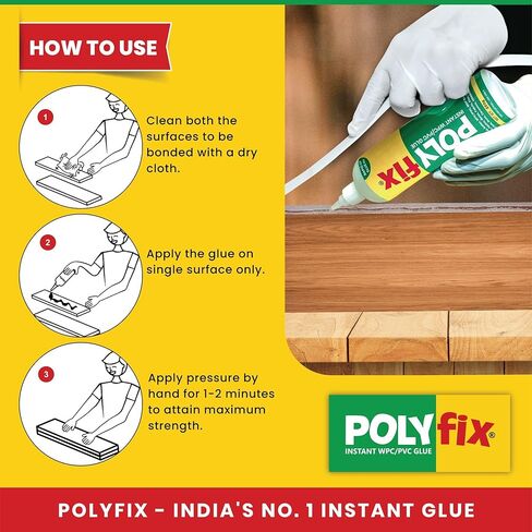 Transparent Instant WPC/PVC Glue for Wood, Mica, Acrylic Sheets, Stone, WPC/PVC Boards, Gypsum, Charcoal Sheet, Metal Strip, Banding Tape, Ceramics & Stone etc. 50g (Pack of 2) in Saudi Arabia