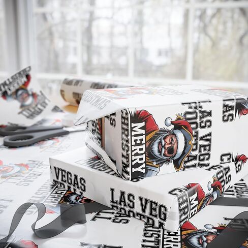 Las Vegas Football Merry Christmas Sports Gift Wrap, Holiday Present Wrap, Christmas Gift Wrap, Gift Packaging in Saudi Arabia