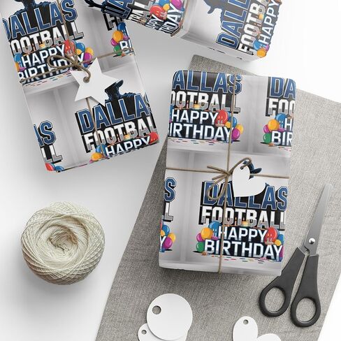 Dallas Football Happy Birthday Sports Gift Wrap, Holiday Present Wrap, Christmas Gift Wrap, Gift Packaging in Saudi Arabia