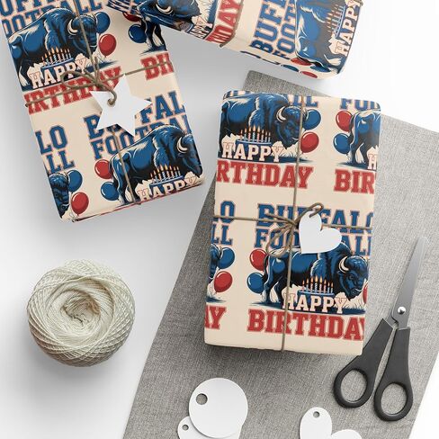 Buffalo Football Happy Birthday Sports Gift Wrap, Holiday Present Wrap, Christmas Gift Wrap, Gift Packaging in Saudi Arabia