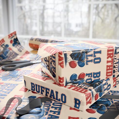 Buffalo Football Happy Birthday Sports Gift Wrap, Holiday Present Wrap, Christmas Gift Wrap, Gift Packaging in Saudi Arabia