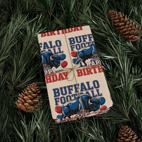 Buffalo Football Happy Birthday Sports Gift Wrap, Holiday Present Wrap, Christmas Gift Wrap, Gift Packaging in Saudi Arabia