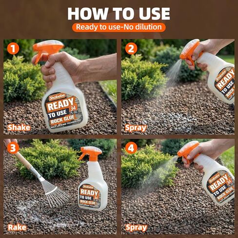 غراء الصخور مع البخاخ - جاهز لاستخدام غلاف المهاد للمناظر الطبيعية، سريع الجفاف بدون تخفيف رذاذ غراء المناظر الطبيعية للصخور، الموثق، غراء المهاد للمناظر الطبيعية ومثبت حصى البازلاء 33.58 أونصة in Kuwait
