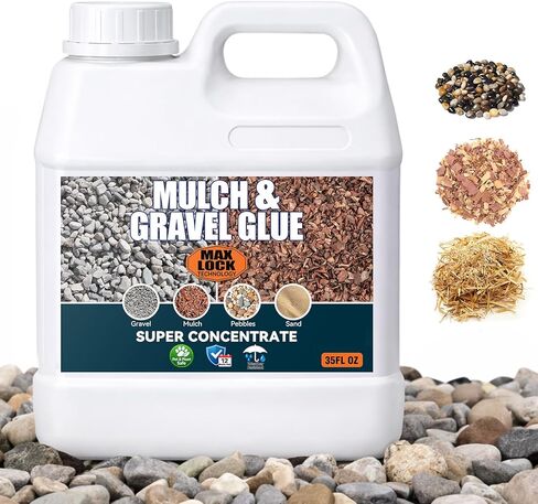 غراء الصخور للمناظر الطبيعية - غراء المهاد وموثق الحصى، لاصق حجري سريع الجفاف ومثبت حصى البازلاء، غير سام، مقاوم للطقس للحديقة والممرات والباحات وأسرّة الزهور، 35 أونصة سائلة in Kuwait