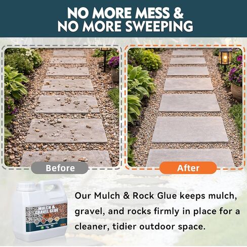 غراء الصخور للمناظر الطبيعية - غراء المهاد وموثق الحصى، لاصق حجري سريع الجفاف ومثبت حصى البازلاء، غير سام، مقاوم للطقس للحديقة والممرات والباحات وأسرّة الزهور، 35 أونصة سائلة in Kuwait