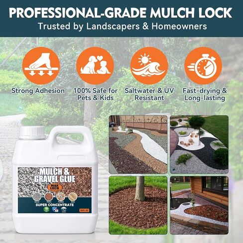 غراء الصخور للمناظر الطبيعية - غراء المهاد وموثق الحصى، لاصق حجري سريع الجفاف ومثبت حصى البازلاء، غير سام، مقاوم للطقس للحديقة والممرات والباحات وأسرّة الزهور، 35 أونصة سائلة in Kuwait