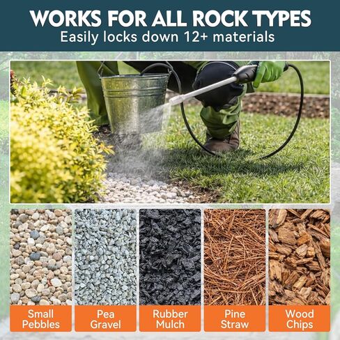 غراء الصخور للمناظر الطبيعية - غراء المهاد وموثق الحصى، لاصق حجري سريع الجفاف ومثبت حصى البازلاء، غير سام، مقاوم للطقس للحديقة والممرات والباحات وأسرّة الزهور، 35 أونصة سائلة in Kuwait