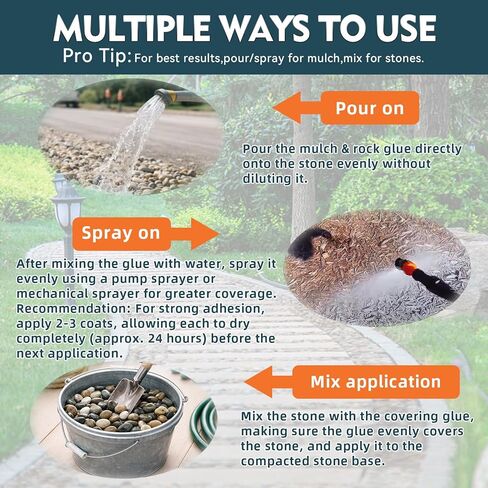 غراء الصخور للمناظر الطبيعية - غراء المهاد وموثق الحصى، لاصق حجري سريع الجفاف ومثبت حصى البازلاء، غير سام، مقاوم للطقس للحديقة والممرات والباحات وأسرّة الزهور، 35 أونصة سائلة in Kuwait