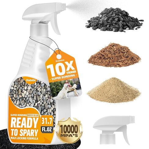 رذاذ غراء الصخور والحصى للمناظر الطبيعية، 31.7 أونصة من غلاف المهاد الجاهز للاستخدام، لاصق سريع الجفاف ومقاوم للطقس لحصى البازلاء وأسرّة الحدائق والأحجار in Kuwait