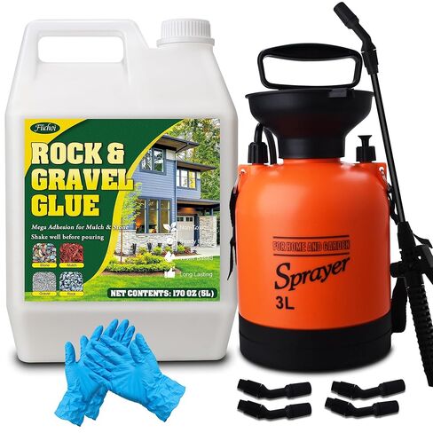 غراء المهاد مع البخاخ للمناظر الطبيعية، مثبت الحصى 1.3 جالون، سريع الجفاف وغير سام قائم على الماء، غراء صخري طويل الأمد لحصى البازلاء والحصى وخشب اللحاء، غلاف للحديقة في الهواء الطلق in Kuwait