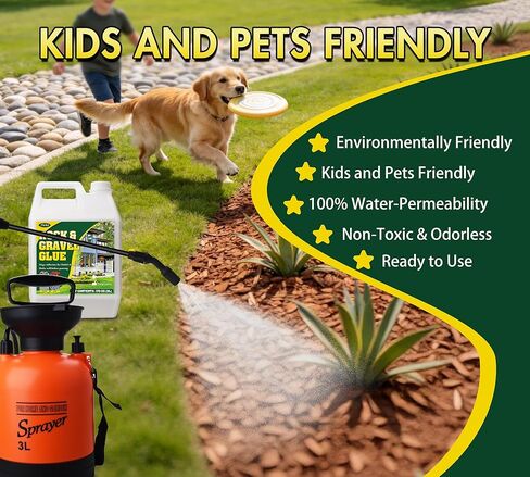 غراء المهاد مع البخاخ للمناظر الطبيعية، مثبت الحصى 1.3 جالون، سريع الجفاف وغير سام قائم على الماء، غراء صخري طويل الأمد لحصى البازلاء والحصى وخشب اللحاء، غلاف للحديقة في الهواء الطلق in Kuwait