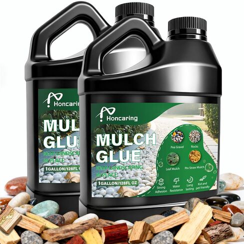 2 Gallon Rock and Mulch Glue for Landscaping Spray Outdoor Stone Gravel and Pea Gravel Binder Adhesive for Driveways Garden Paths Patios and Decorative Bark (1 Gallon×2) in Saudi Arabia