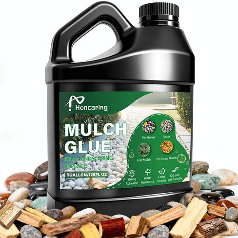 2 جالون من الصخور والغراء المهاد لرذاذ المناظر الطبيعية في الهواء الطلق من الحصى الحجري وحصى البازلاء اللاصق للممرات وممرات الحديقة والباحات واللحاء المزخرف (1 جالون × 2) in Kuwait