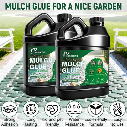 2 Gallon Rock and Mulch Glue for Landscaping Spray Outdoor Stone Gravel and Pea Gravel Binder Adhesive for Driveways Garden Paths Patios and Decorative Bark (1 Gallon×2) in Saudi Arabia