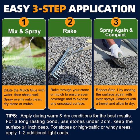 JDiction Rock & Mulch Glue 31.3oz - Intertek Certified Gravel Binder for River Rocks & Pebbles - Ready to Use Stone Adhesive for Garden Edging - Clear Finish, VOC-Free in Saudi Arabia