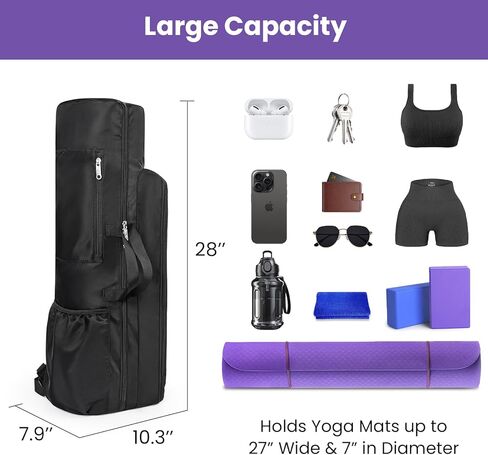 Yoga Mat Bag Backpack for Women and Men with Multi-Pockets for Mats Blocks and Accessories, Waterproof Yoga Mat Carrier Holder for Workouts, Gym, Pilates in Saudi Arabia