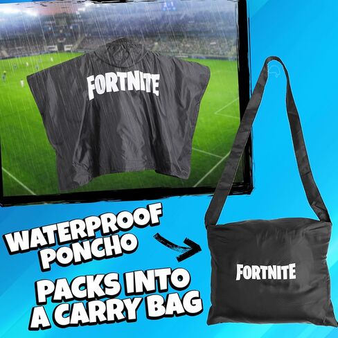 Fortnite Raincoat for Kids Teenagers Waterproof Hooded Rain Poncho with Fleece Lining Foldable Travel Youth Gamer Gifts in Saudi Arabia