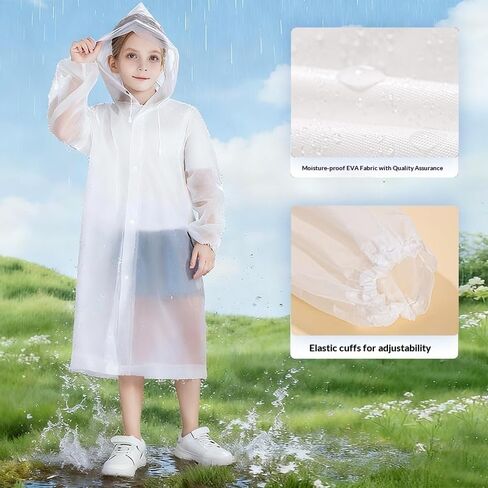 Kids’ Hooded Raincoat, Long-Sleeve Waterproof Poncho for School Commutes, Outdoor Activities, Casual Errands, Rainy Day Play in Saudi Arabia